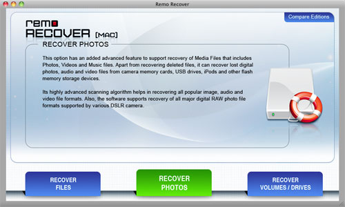  Lexar Media Recovery Software for Mac - Home Window
